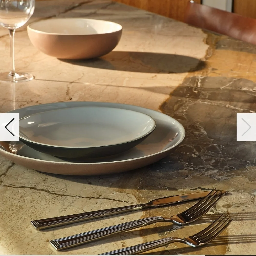 CB2 Furrow 20-Piece Polished Silver Flatware Set by Lenny Kravitz Design
